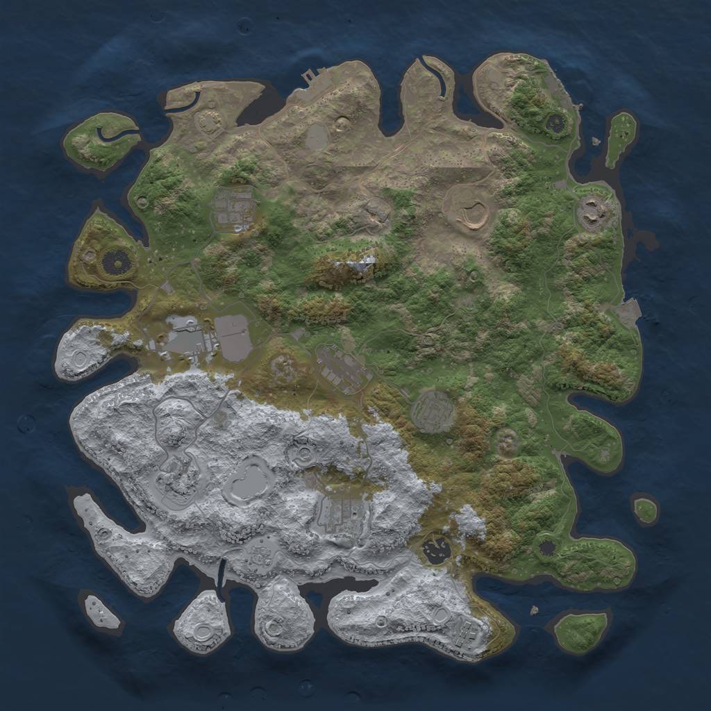 Rust Map: Procedural Map, Size: 3950, Seed: 641545278, 18 Monuments