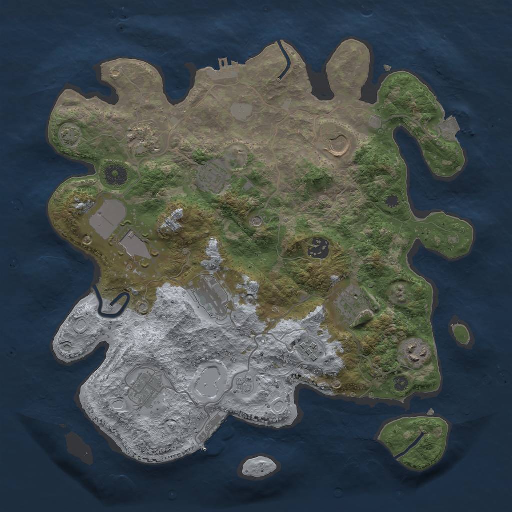 Rust Map: Procedural Map, Size: 3500, Seed: 44365833, 18 Monuments