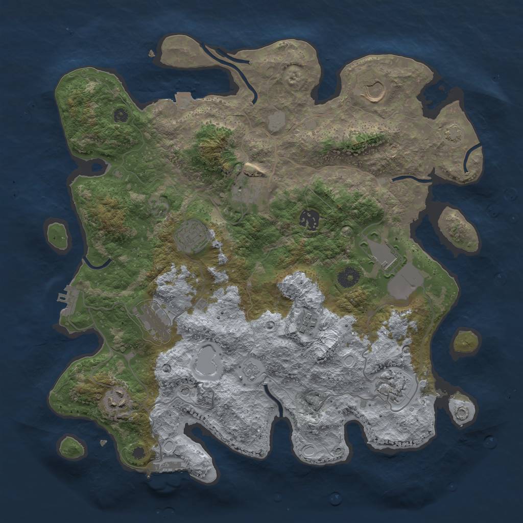 Rust Map: Procedural Map, Size: 3750, Seed: 20750576, 17 Monuments