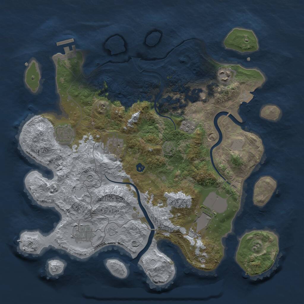 Rust Map: Procedural Map, Size: 3500, Seed: 1377579724, 12 Monuments