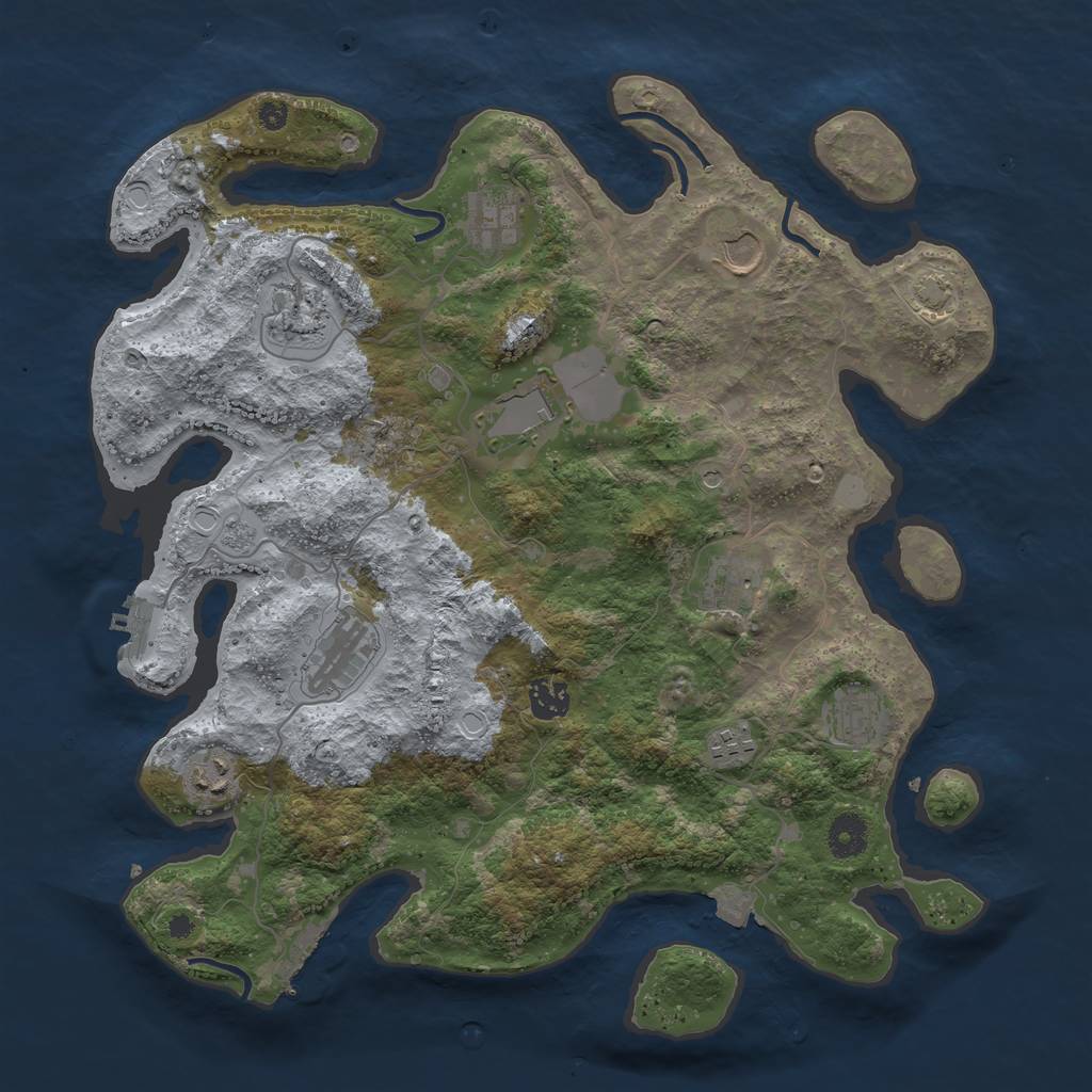 Rust Map: Procedural Map, Size: 3850, Seed: 1438674978, 18 Monuments