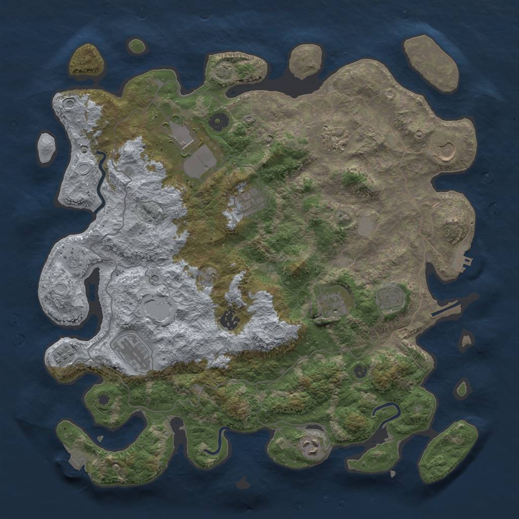 Rust Map: Procedural Map, Size: 4100, Seed: 46882791, 17 Monuments