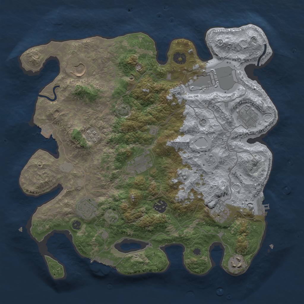 Rust Map: Procedural Map, Size: 3500, Seed: 54909211, 17 Monuments