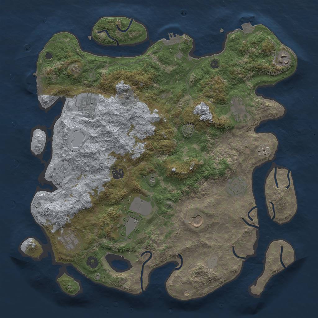 Rust Map: Procedural Map, Size: 3950, Seed: 29252018, 17 Monuments
