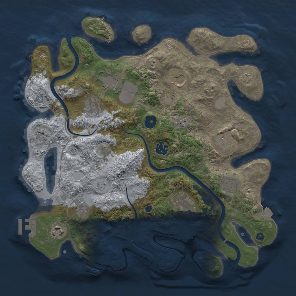 Rust Map: Procedural Map, Size: 3600, Seed: 16522715, 16 Monuments