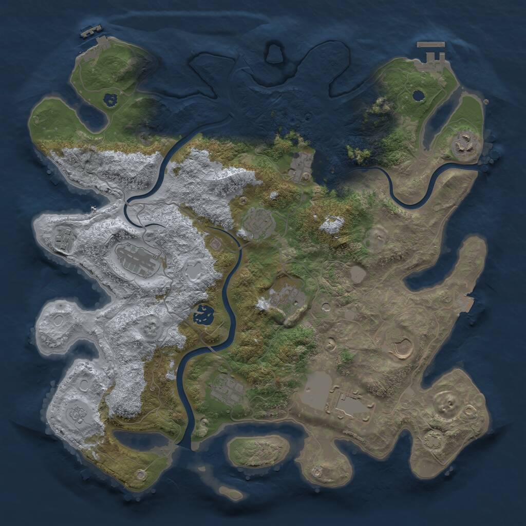 Rust Map: Procedural Map, Size: 3800, Seed: 95636431, 16 Monuments