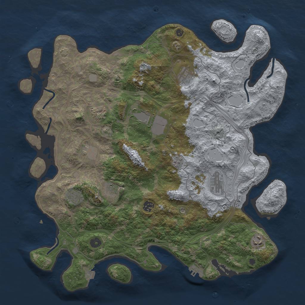 Rust Map: Procedural Map, Size: 4300, Seed: 35322437, 17 Monuments
