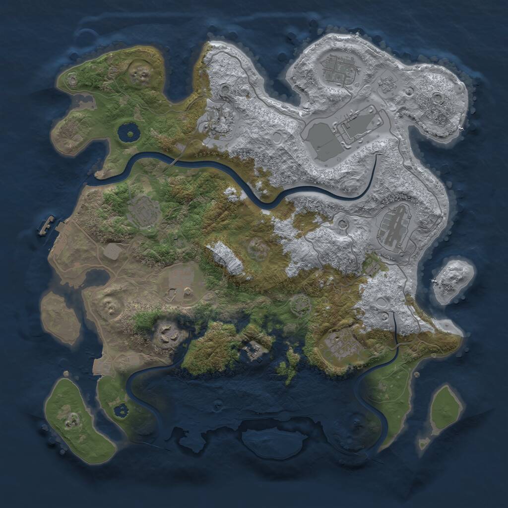 Rust Map: Procedural Map, Size: 3600, Seed: 88384599, 14 Monuments