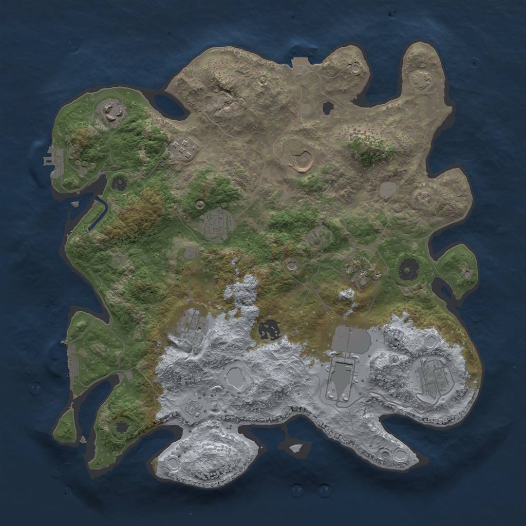 Rust Map: Procedural Map, Size: 3650, Seed: 73816565, 17 Monuments