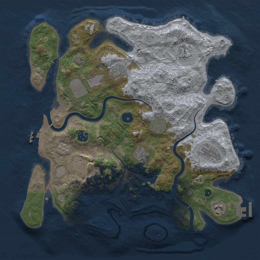 Rust Map: Procedural Map, Size: 3600, Seed: 37634319, 16 Monuments