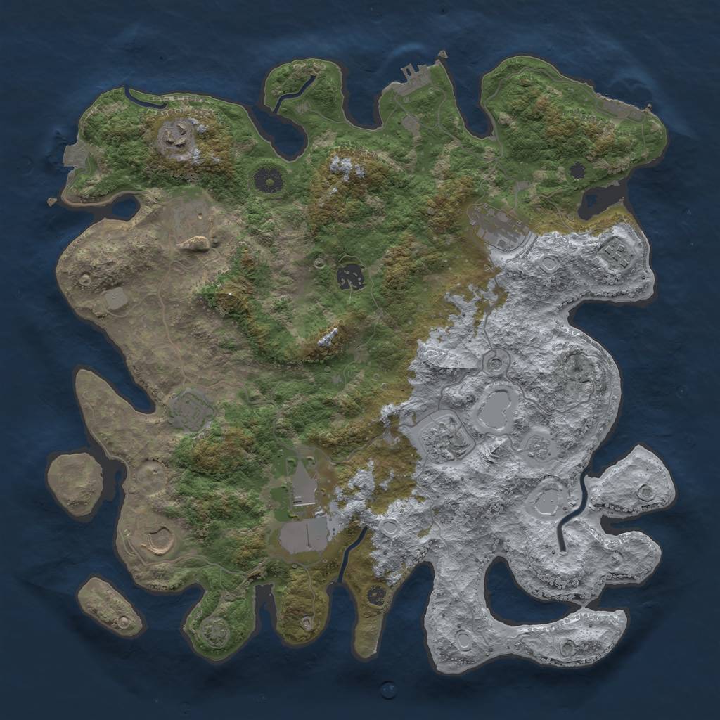Rust Map: Procedural Map, Size: 3900, Seed: 44974108, 17 Monuments