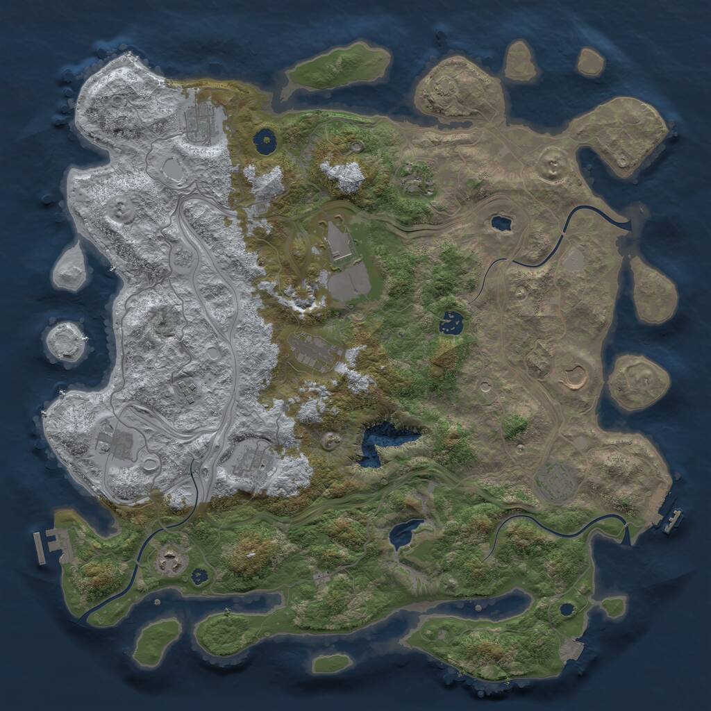 Rust Map: Procedural Map, Size: 4400, Seed: 20044889, 17 Monuments