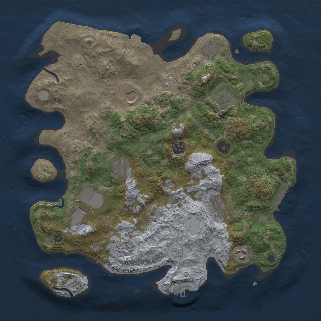 Rust Map: Procedural Map, Size: 3650, Seed: 24881294, 18 Monuments