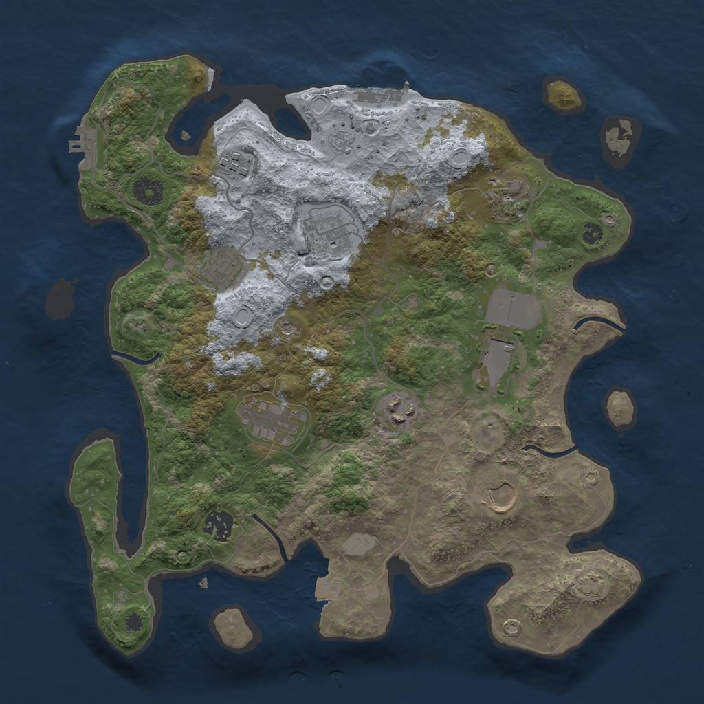 Rust Map: Procedural Map, Size: 3500, Seed: 255648372, 17 Monuments