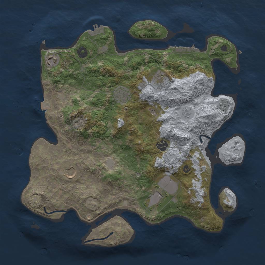 Rust Map: Procedural Map, Size: 3600, Seed: 25286419, 15 Monuments