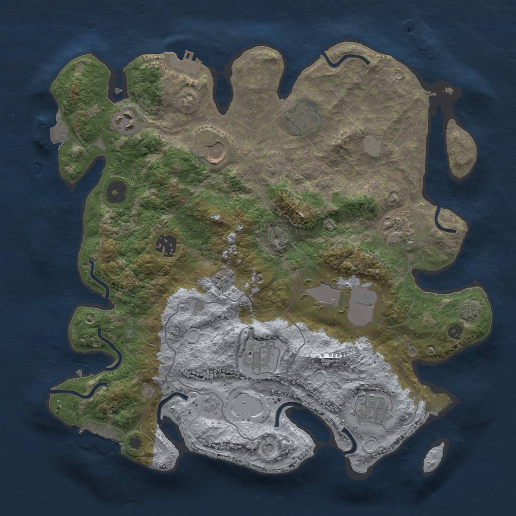 Rust Map: Procedural Map, Size: 3550, Seed: 4167135, 17 Monuments