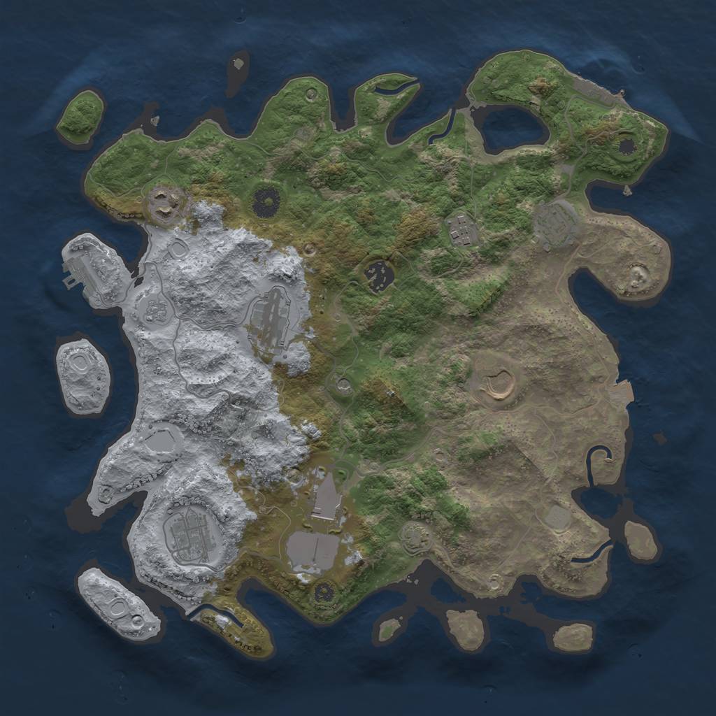 Rust Map: Procedural Map, Size: 3650, Seed: 98598265, 16 Monuments