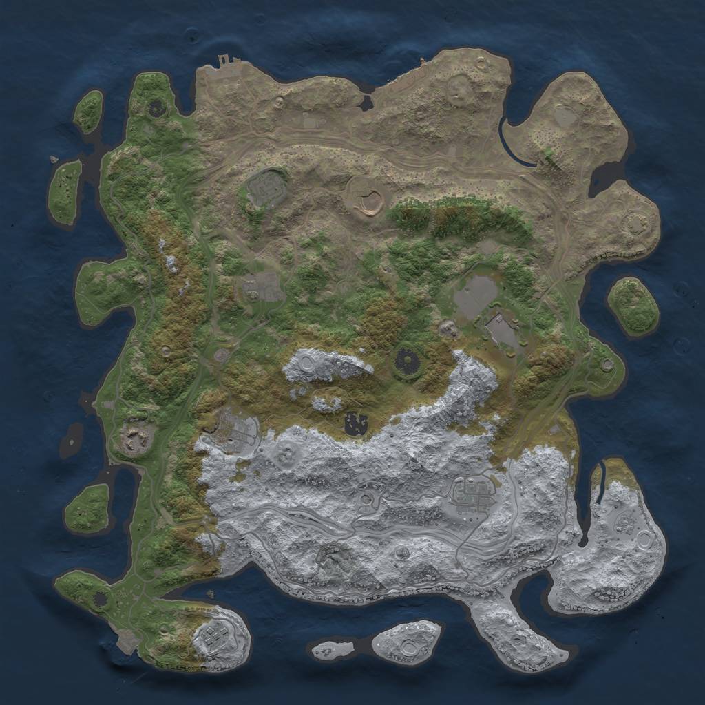 Rust Map: Procedural Map, Size: 4250, Seed: 76478022, 17 Monuments