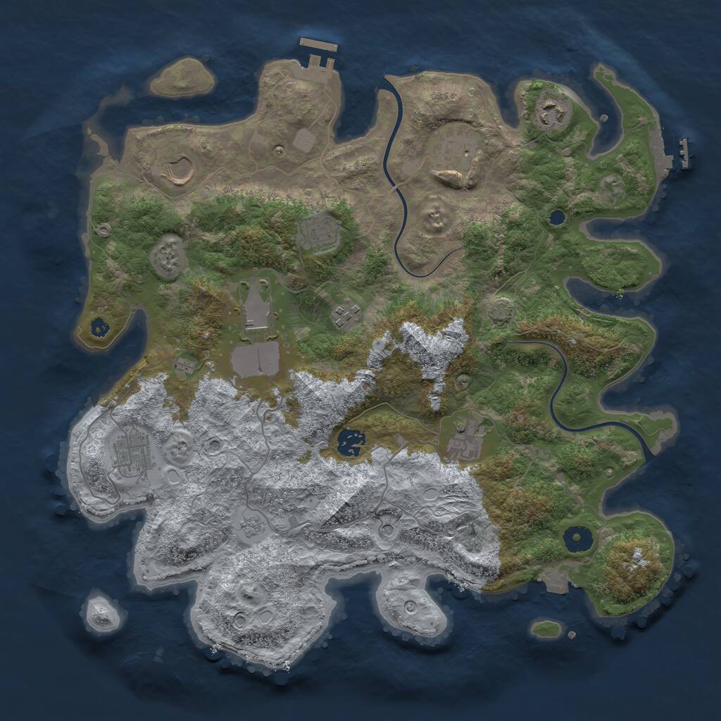 Rust Map: Procedural Map, Size: 3850, Seed: 56901871, 15 Monuments