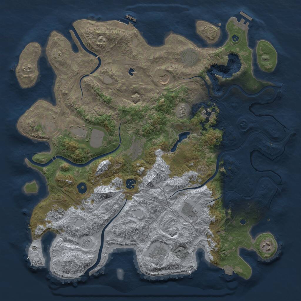 Rust Map: Procedural Map, Size: 4400, Seed: 43713627, 17 Monuments