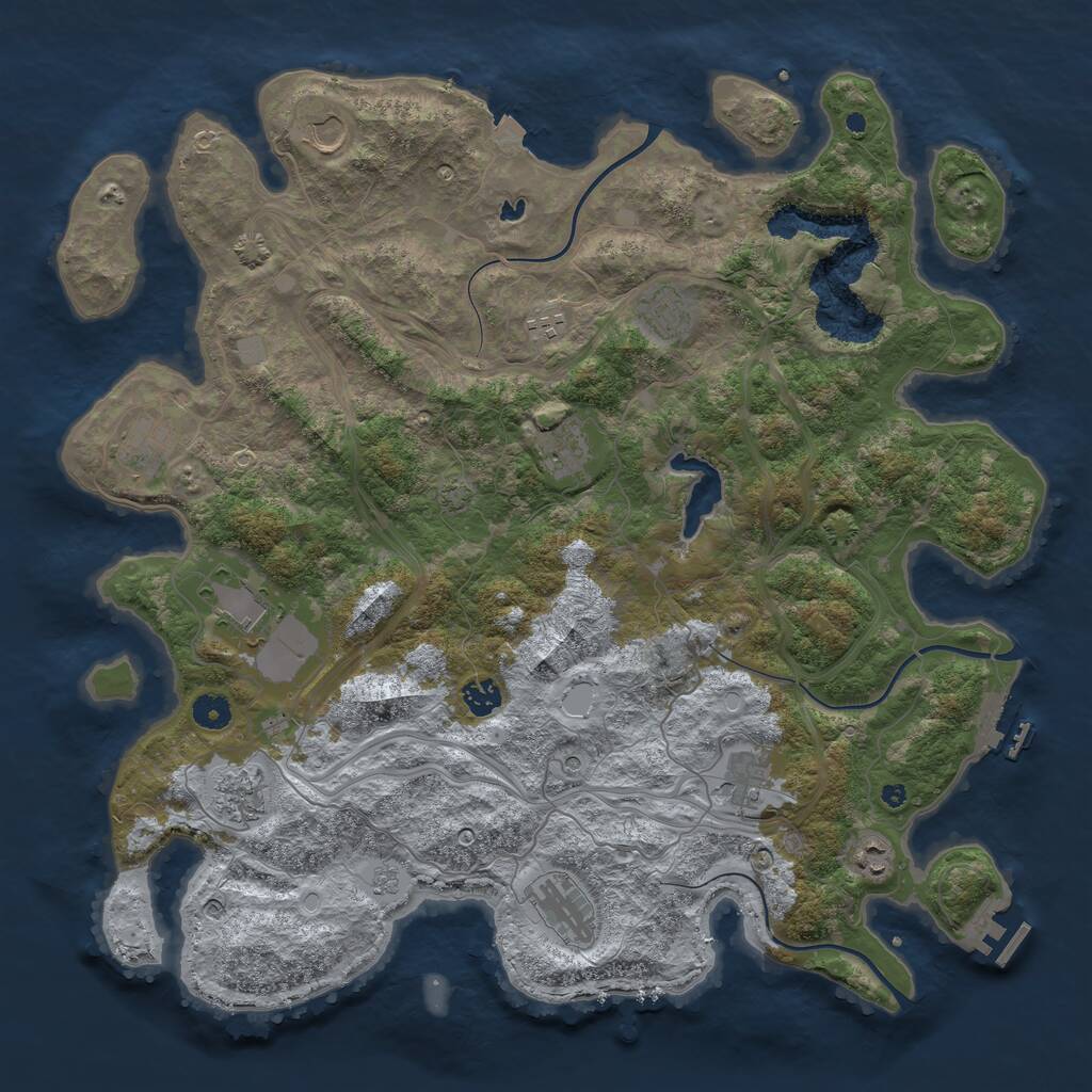 Rust Map: Procedural Map, Size: 4400, Seed: 43713627, 17 Monuments