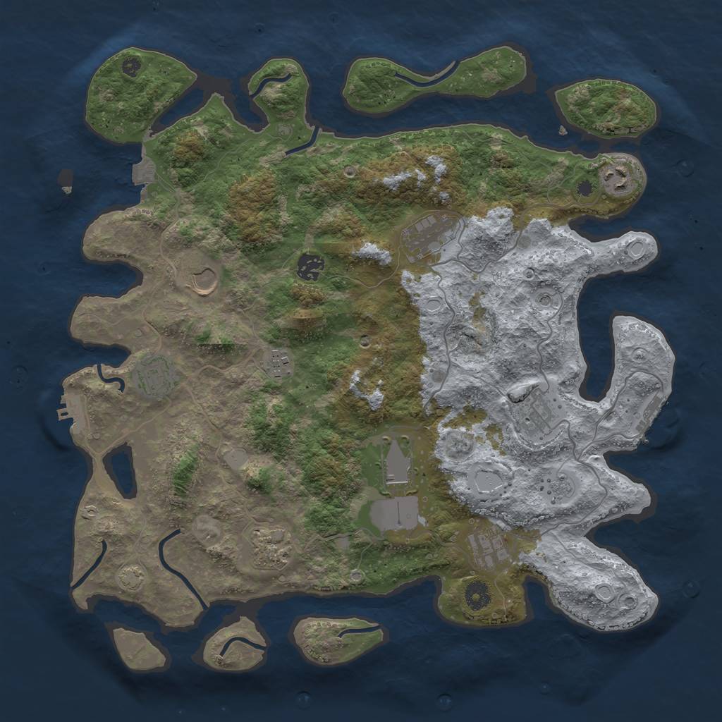 Rust Map: Procedural Map, Size: 3950, Seed: 35710065, 18 Monuments