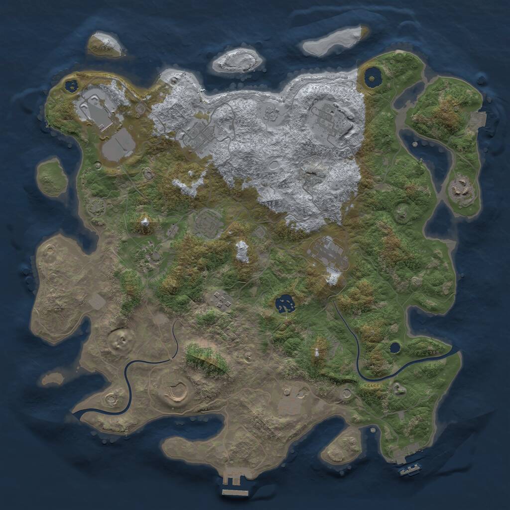 Rust Map: Procedural Map, Size: 3950, Seed: 25727134, 17 Monuments