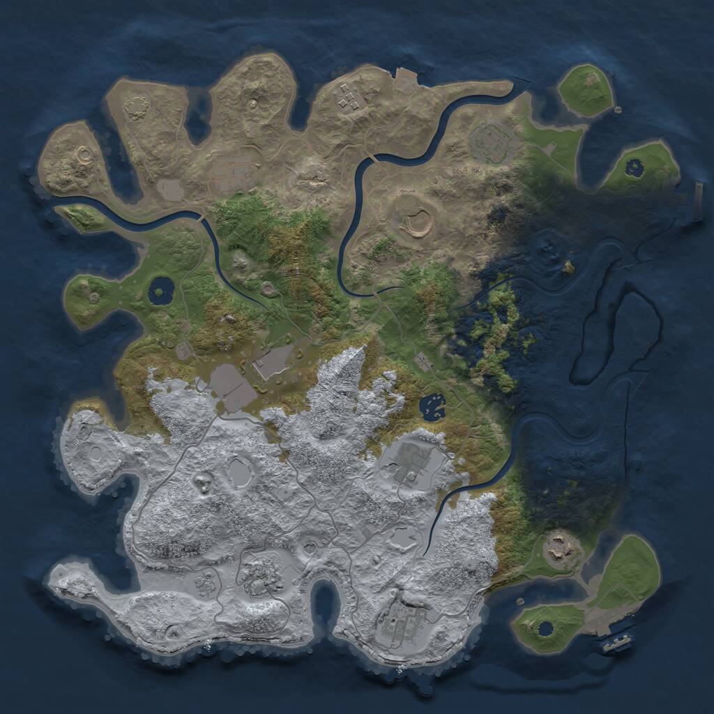 Rust Map: Procedural Map, Size: 3850, Seed: 93629701, 16 Monuments