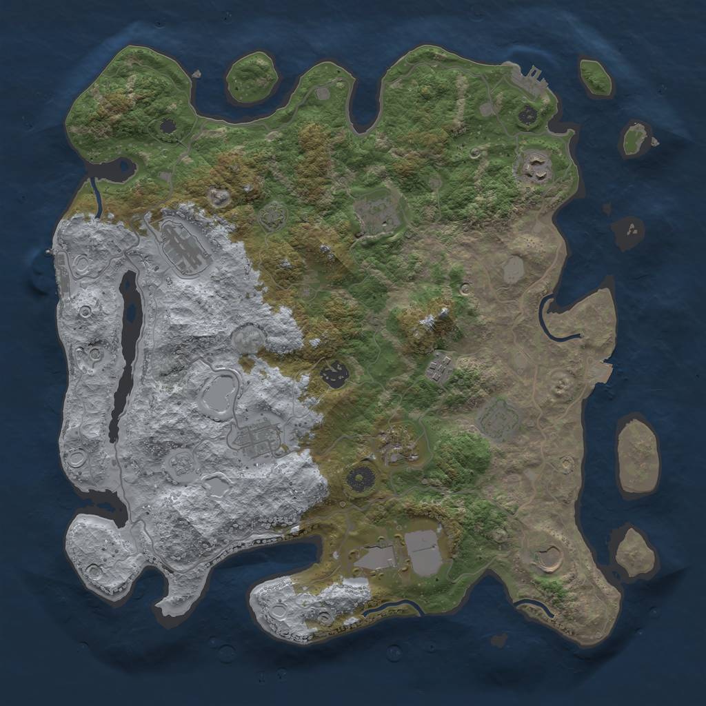 Rust Map: Procedural Map, Size: 4000, Seed: 37691239, 18 Monuments
