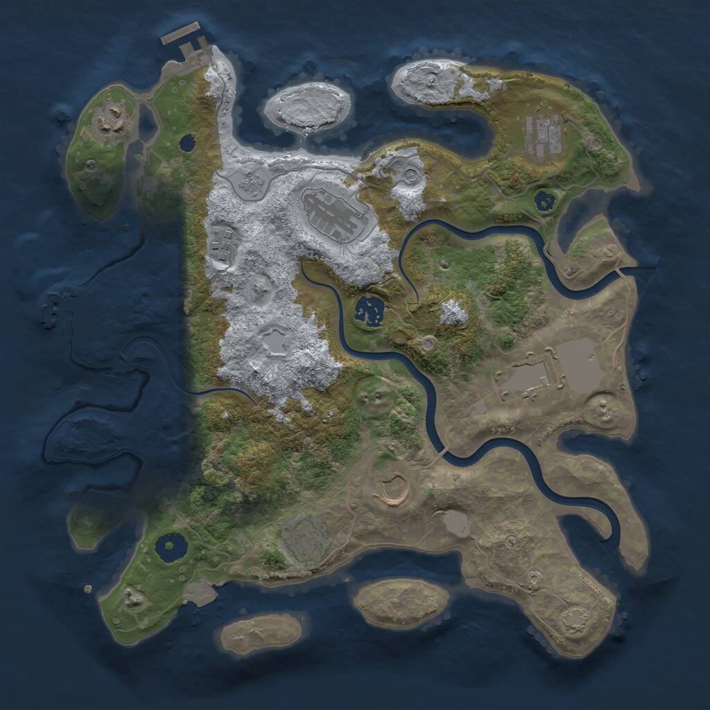 Rust Map: Procedural Map, Size: 3500, Seed: 24615114, 14 Monuments