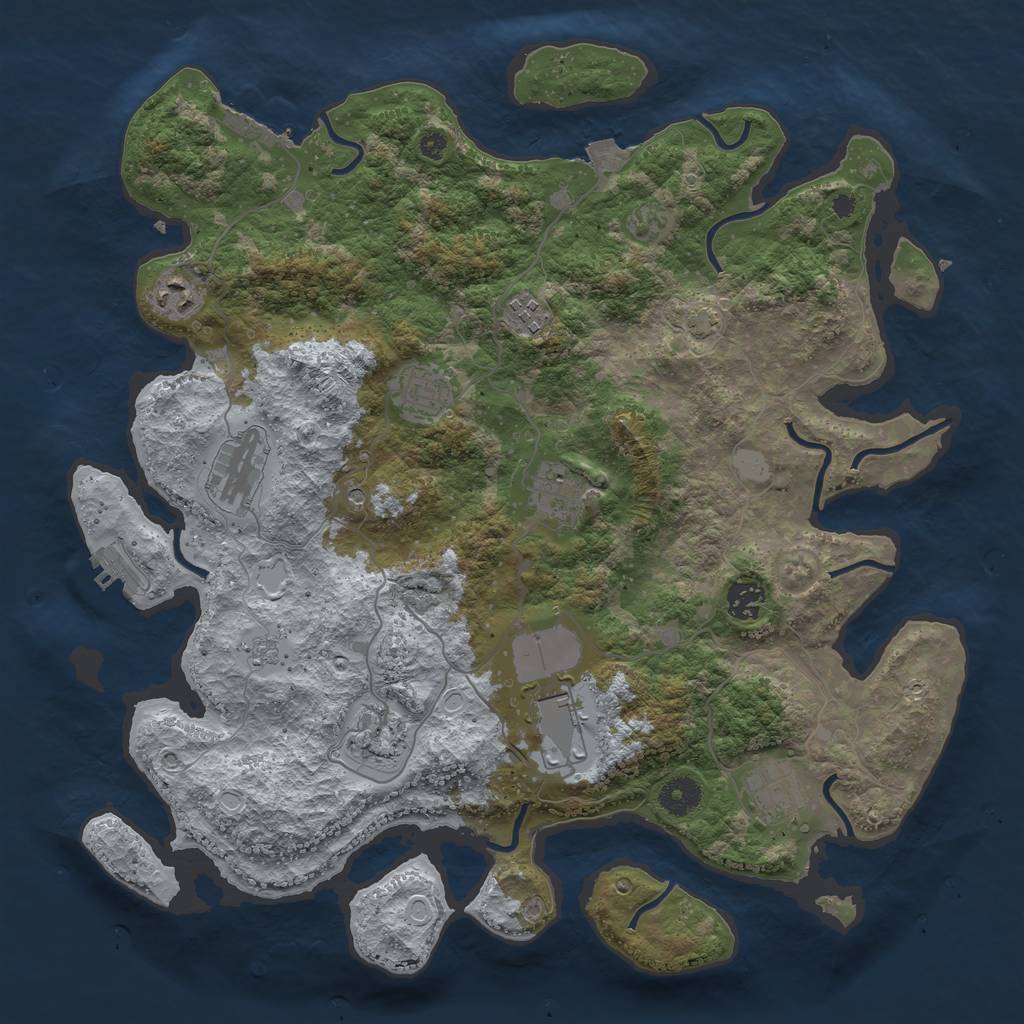 Rust Map: Procedural Map, Size: 3900, Seed: 13144087, 17 Monuments