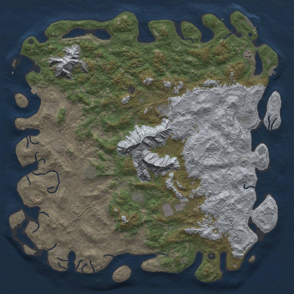 Rust Map: Procedural Map, Size: 6000, Seed: 405483, 19 Monuments