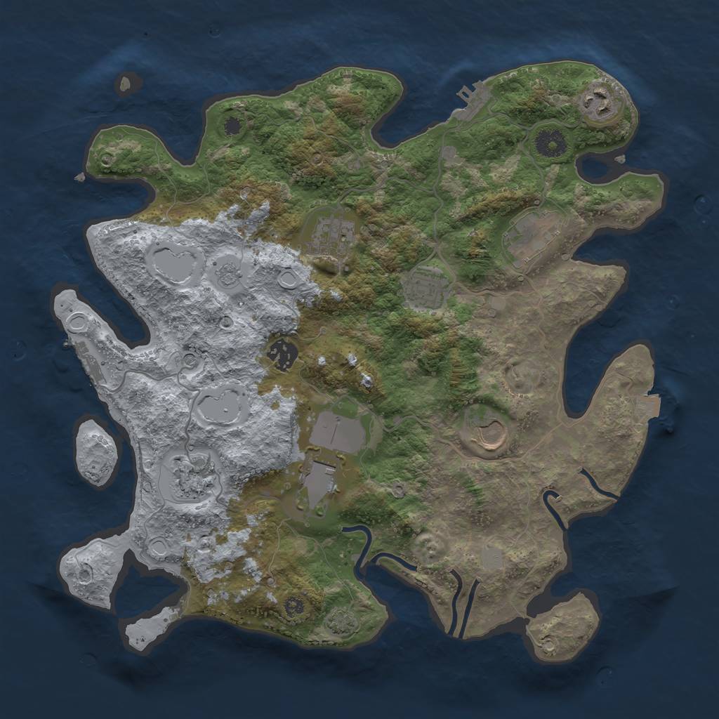 Rust Map: Procedural Map, Size: 3600, Seed: 54024202, 16 Monuments