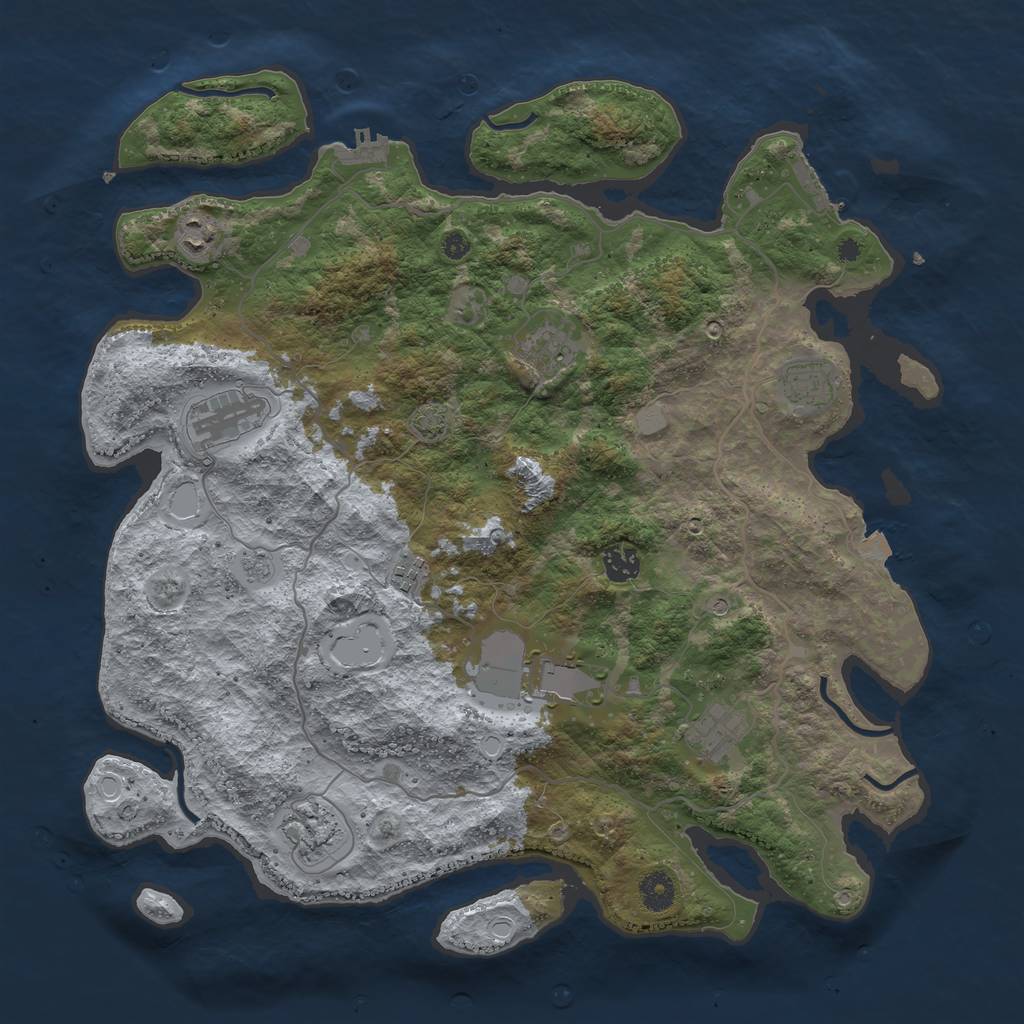 Rust Map: Procedural Map, Size: 4100, Seed: 81870751, 17 Monuments