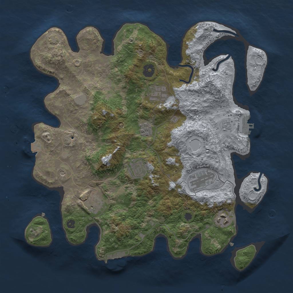 Rust Map: Procedural Map, Size: 3450, Seed: 21099665, 14 Monuments