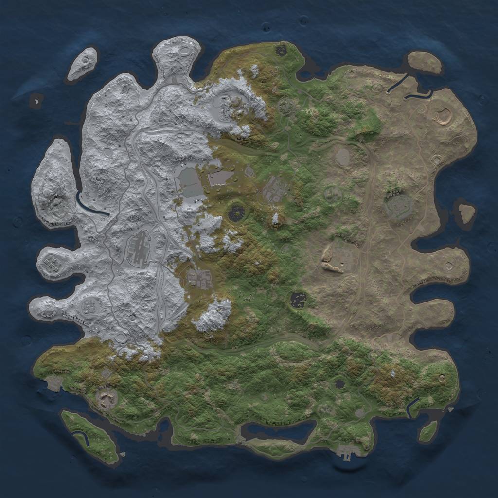 Rust Map: Procedural Map, Size: 4500, Seed: 16249513, 18 Monuments