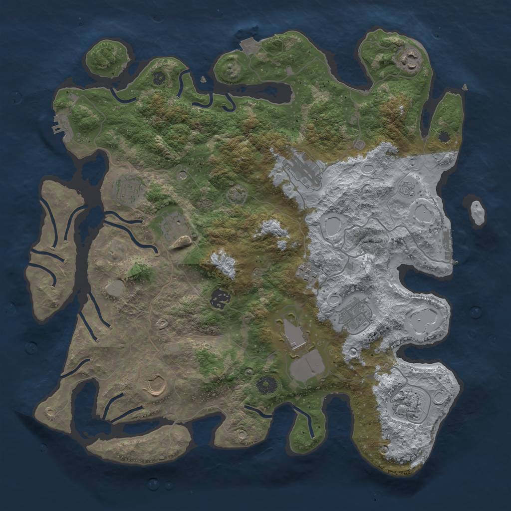 Rust Map: Procedural Map, Size: 3900, Seed: 37601919, 18 Monuments