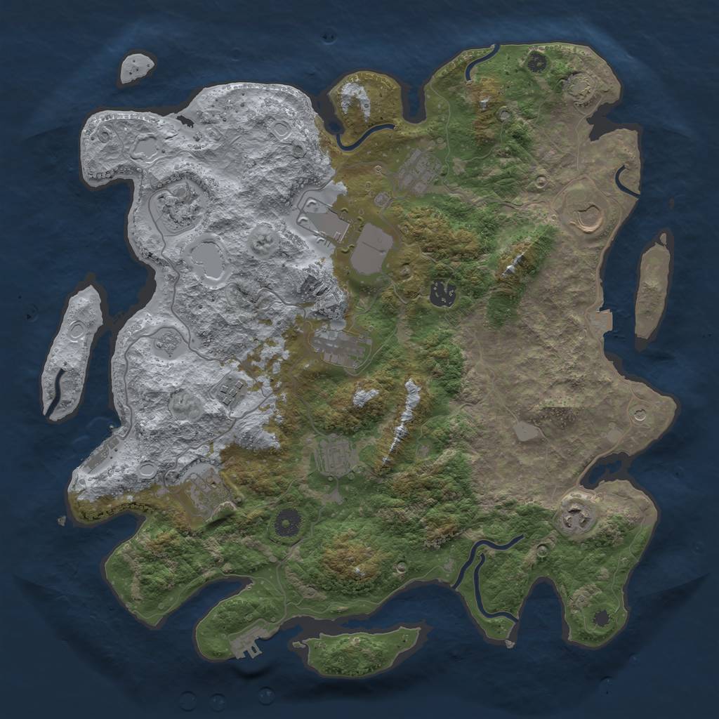 Rust Map: Procedural Map, Size: 3900, Seed: 27317465, 18 Monuments