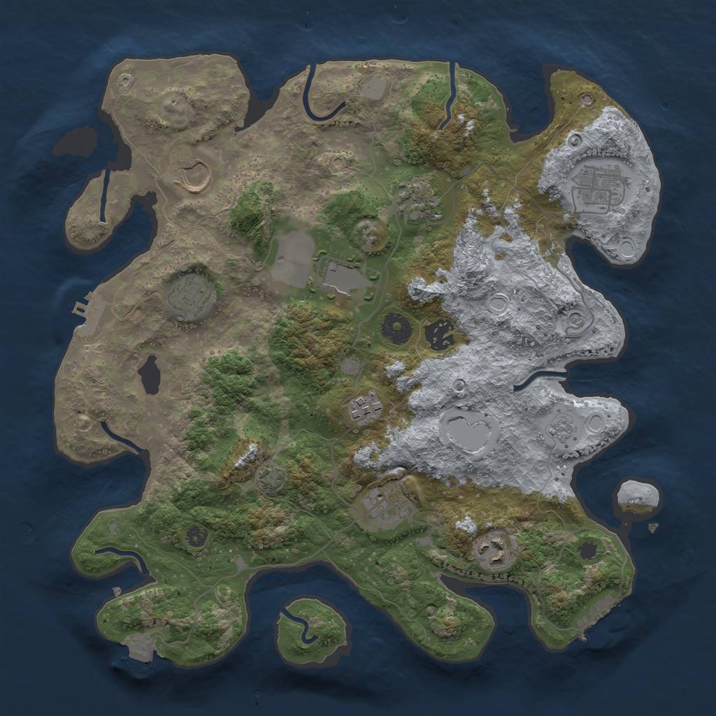 Rust Map: Procedural Map, Size: 3500, Seed: 1723193145, 17 Monuments