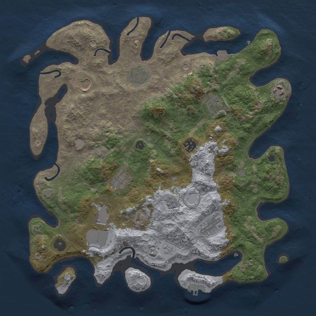 Rust Map: Procedural Map, Size: 3850, Seed: 78195651, 16 Monuments