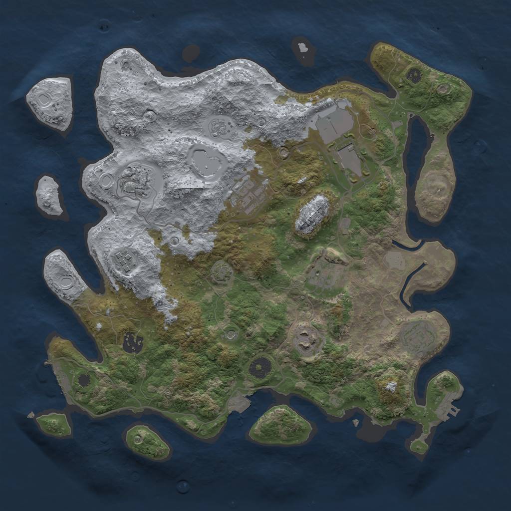 Rust Map: Procedural Map, Size: 3600, Seed: 4625950, 16 Monuments