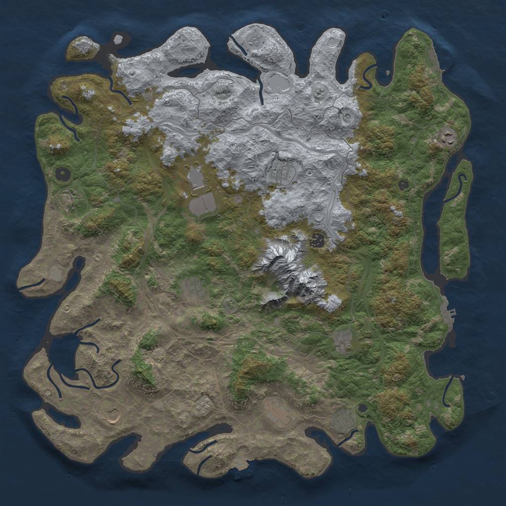 Rust Map: Procedural Map, Size: 5000, Seed: 227314829, 19 Monuments