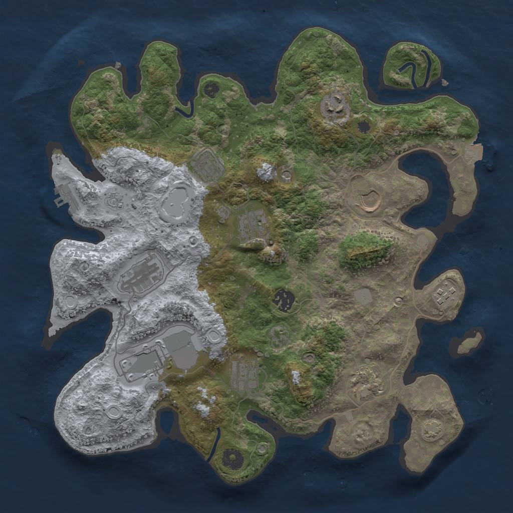 Rust Map: Procedural Map, Size: 3550, Seed: 6517500, 17 Monuments