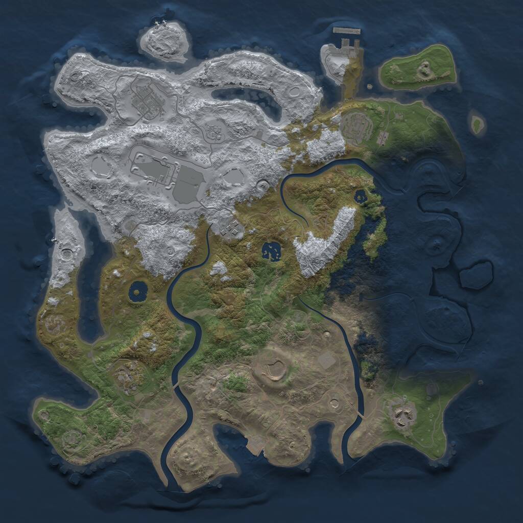 Rust Map: Procedural Map, Size: 3850, Seed: 90495779, 13 Monuments