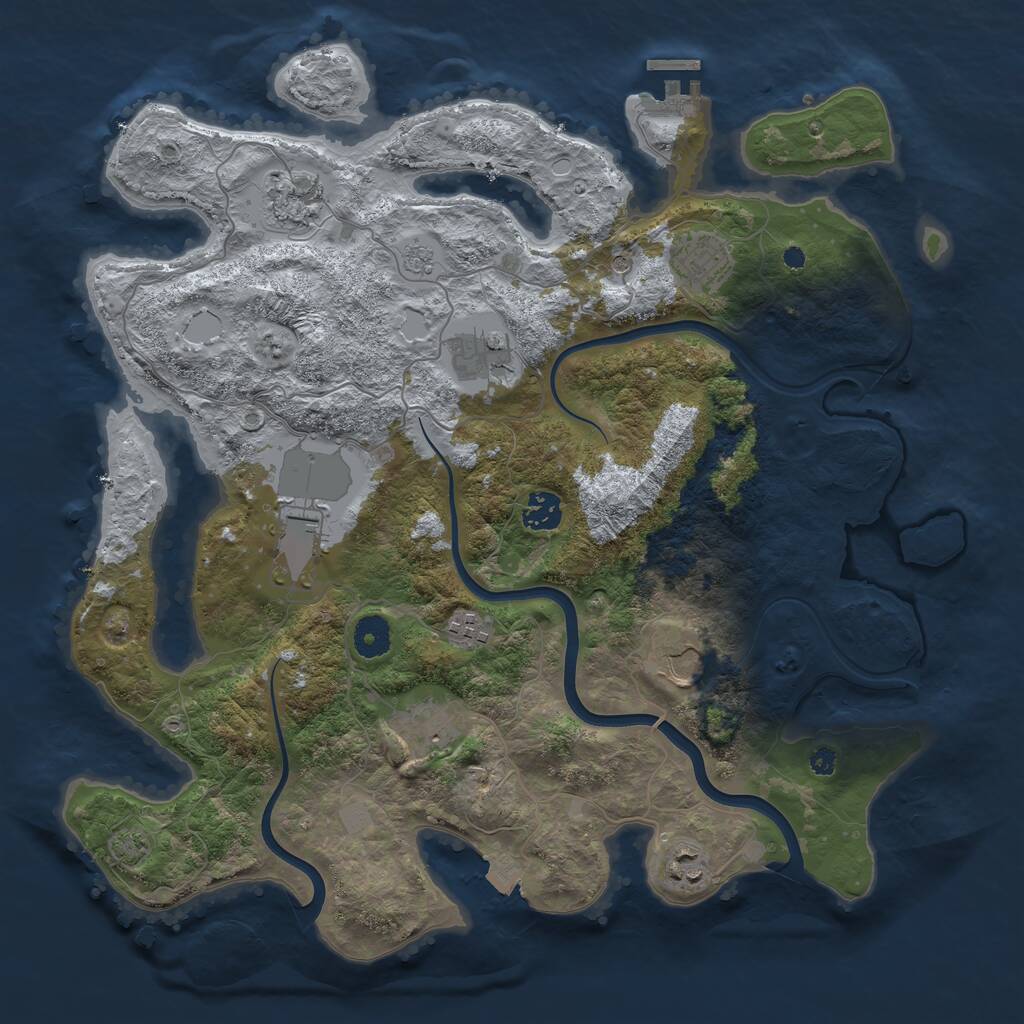 Rust Map: Procedural Map, Size: 3850, Seed: 90495779, 14 Monuments
