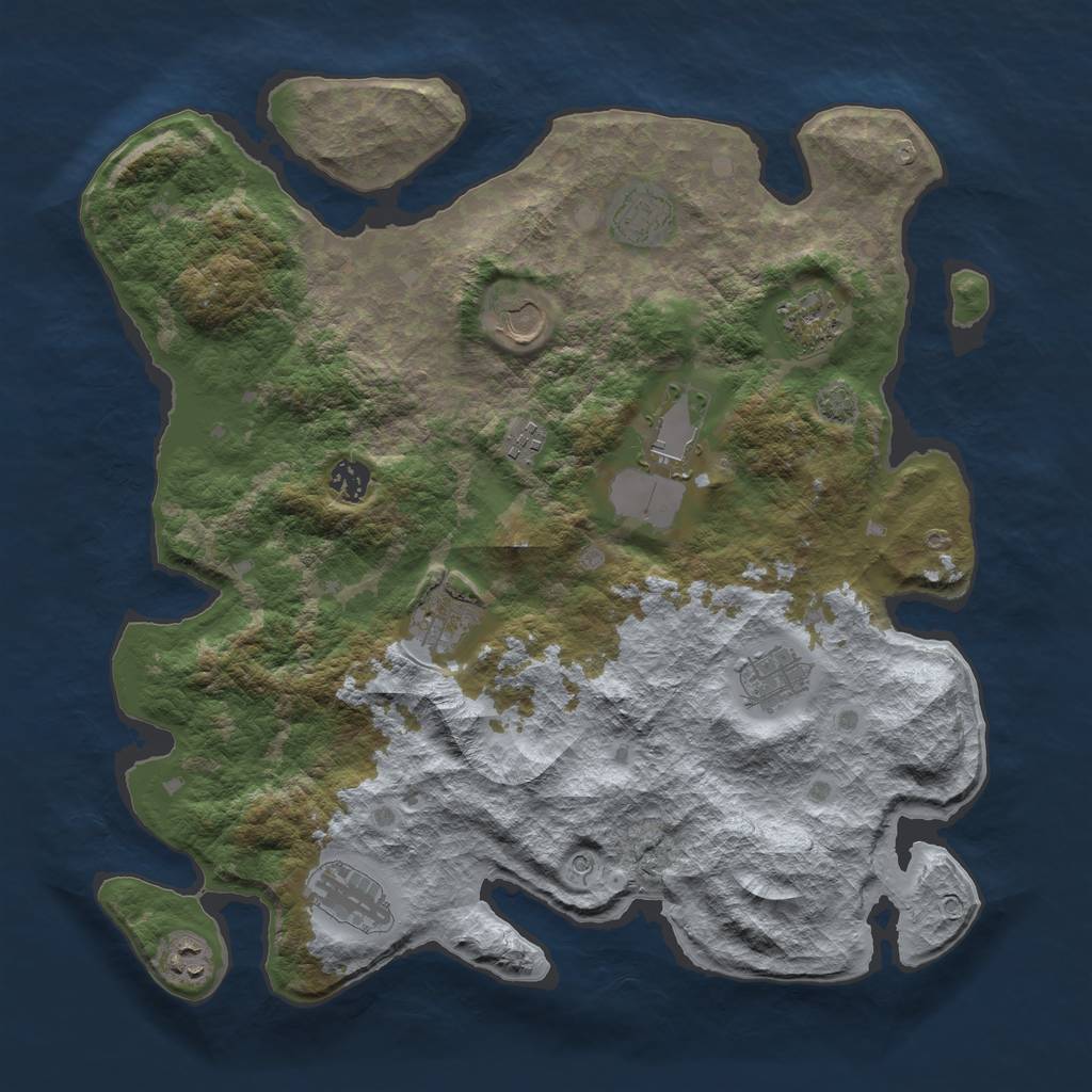 Rust Map: Barren, Size: 4000, Seed: 57024778, 14 Monuments