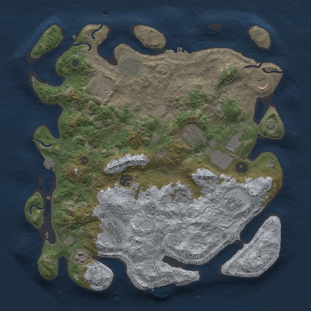 Rust Map: Procedural Map, Size: 3900, Seed: 79025562, 18 Monuments