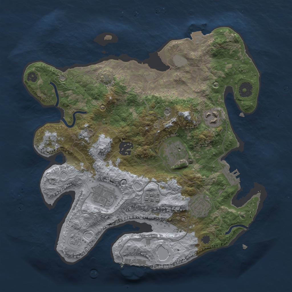 Rust Map: Procedural Map, Size: 3000, Seed: 826576129, 14 Monuments