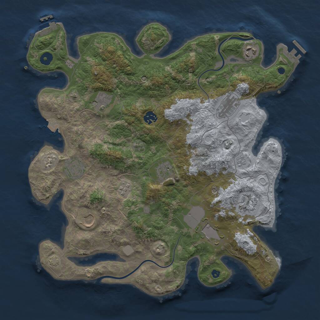 Rust Map: Procedural Map, Size: 3800, Seed: 60402463, 16 Monuments