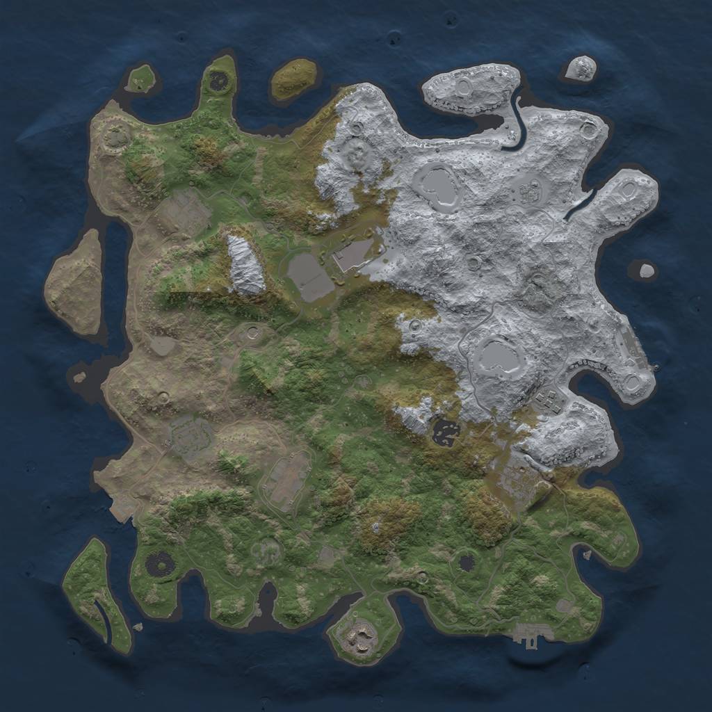 Rust Map: Procedural Map, Size: 3850, Seed: 14324451, 16 Monuments